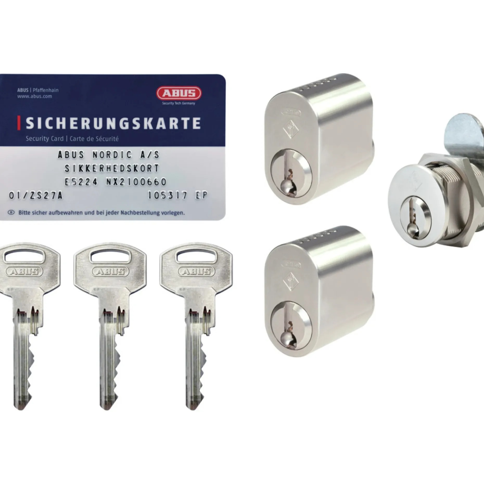 ABUS NX21 LÅSESÆT NIKKEL SÆT