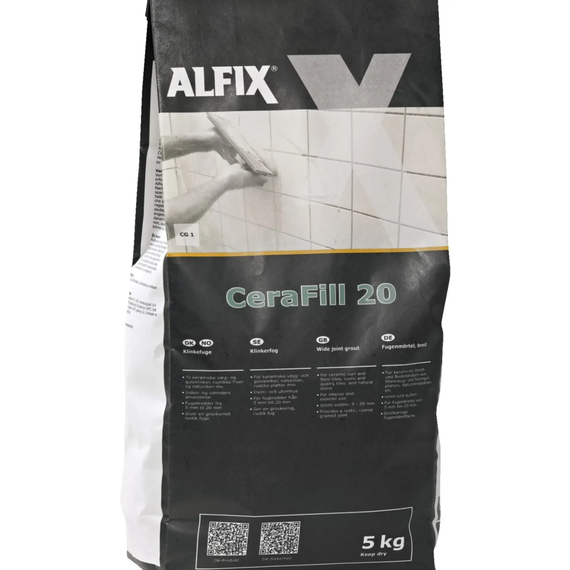 ALFIX CERAFILL 20 FUGEMASSE 5 KG GRÅ