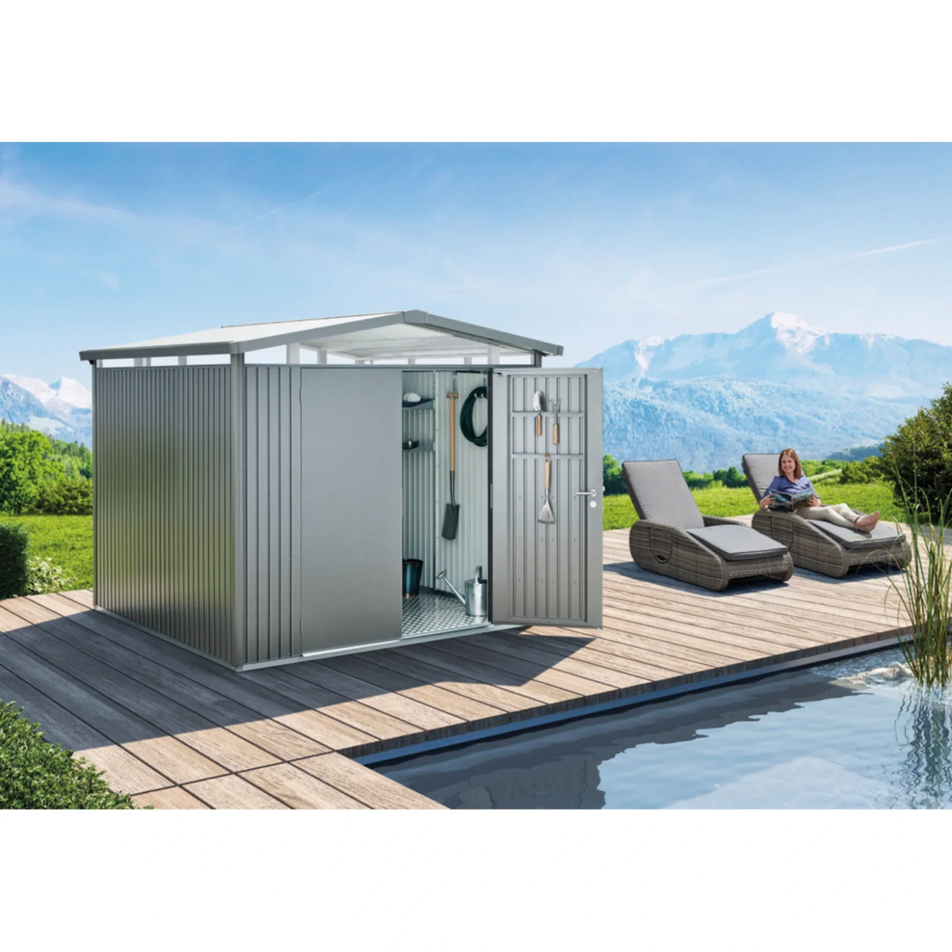 BIOHORT PANORAMA P2 REDSKABSRUM SØLV METALLIC 5,41 M2
