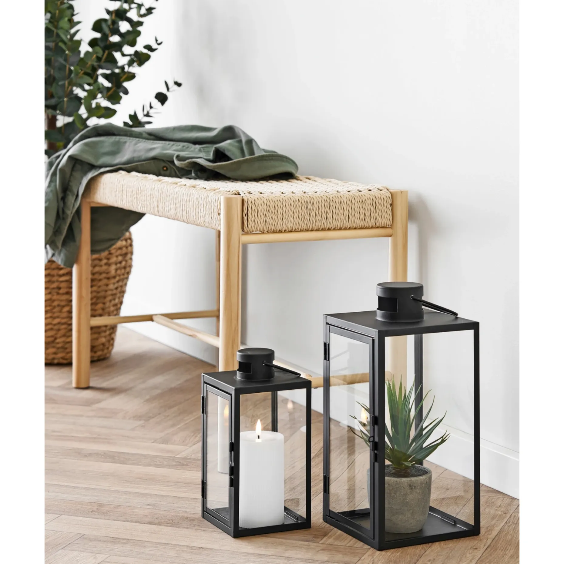 BOLIGINTERIØR METAL LANTERNESÆT H25/H35 CM SORT