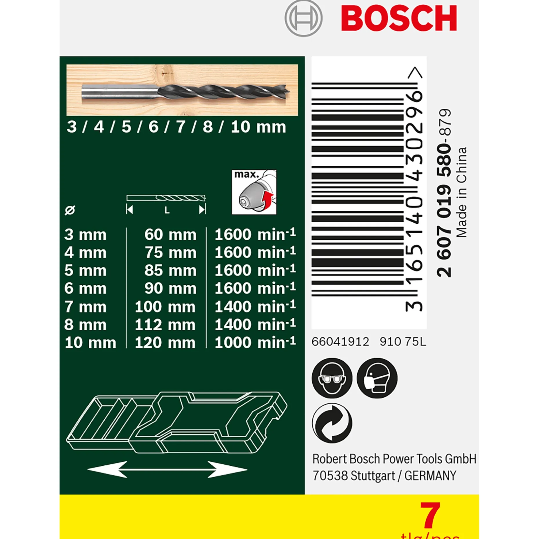 BOSCH 2607019580 TRÆBORSÆT 7 DELE