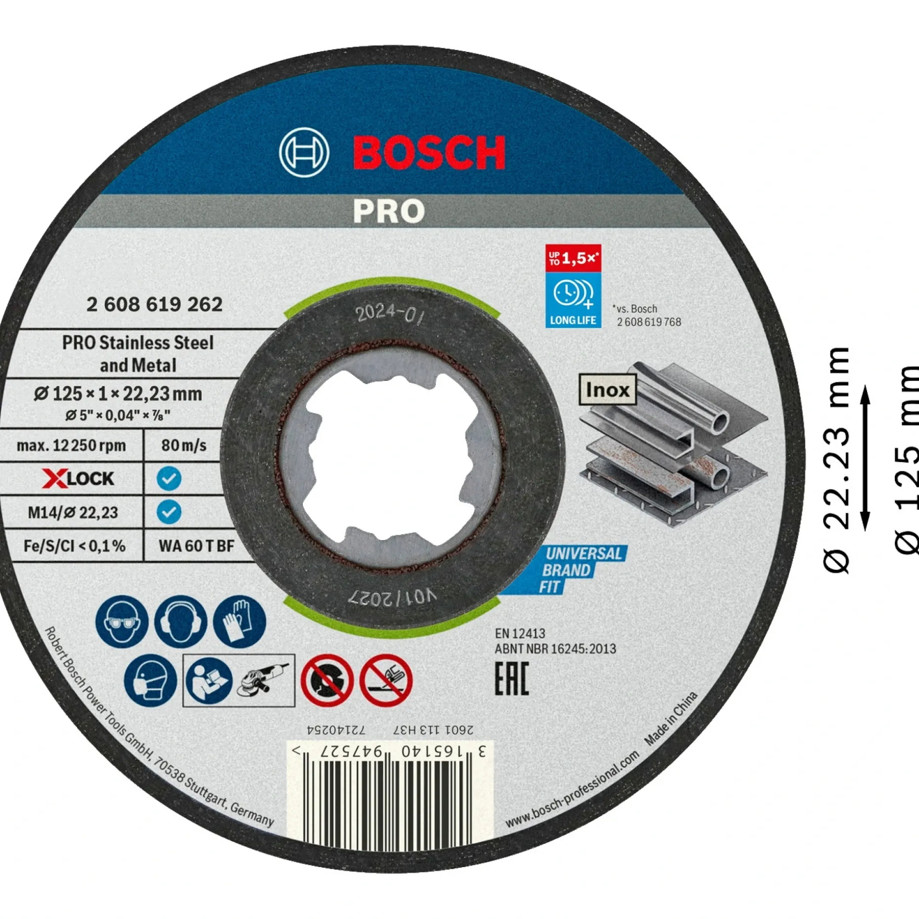 BOSCH TILBEHØR X-LOCK STDI SKÆRESKIVE 125MM 10 STK