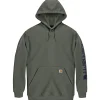 CARHARTT LOOSE FIT MIDWEIGHT LOGO SLEEVE GRAPHIC SWEATSHIRT HÆTTETRØJE XL GRØN
