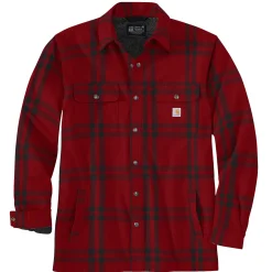 CARHARTT RELAXED FIT FLANNEL SHERPA-LINED SHIRT JAC SKJORTEJAKKE L RØD TERNET