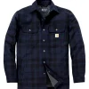CARHARTT RELAXED FIT FLANNEL SHERPA-LINED SHIRT JAC SKJORTEJAKKE M NAVY