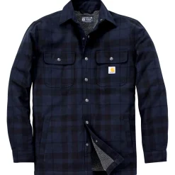 CARHARTT RELAXED FIT FLANNEL SHERPA-LINED SHIRT JAC SKJORTEJAKKE M NAVY