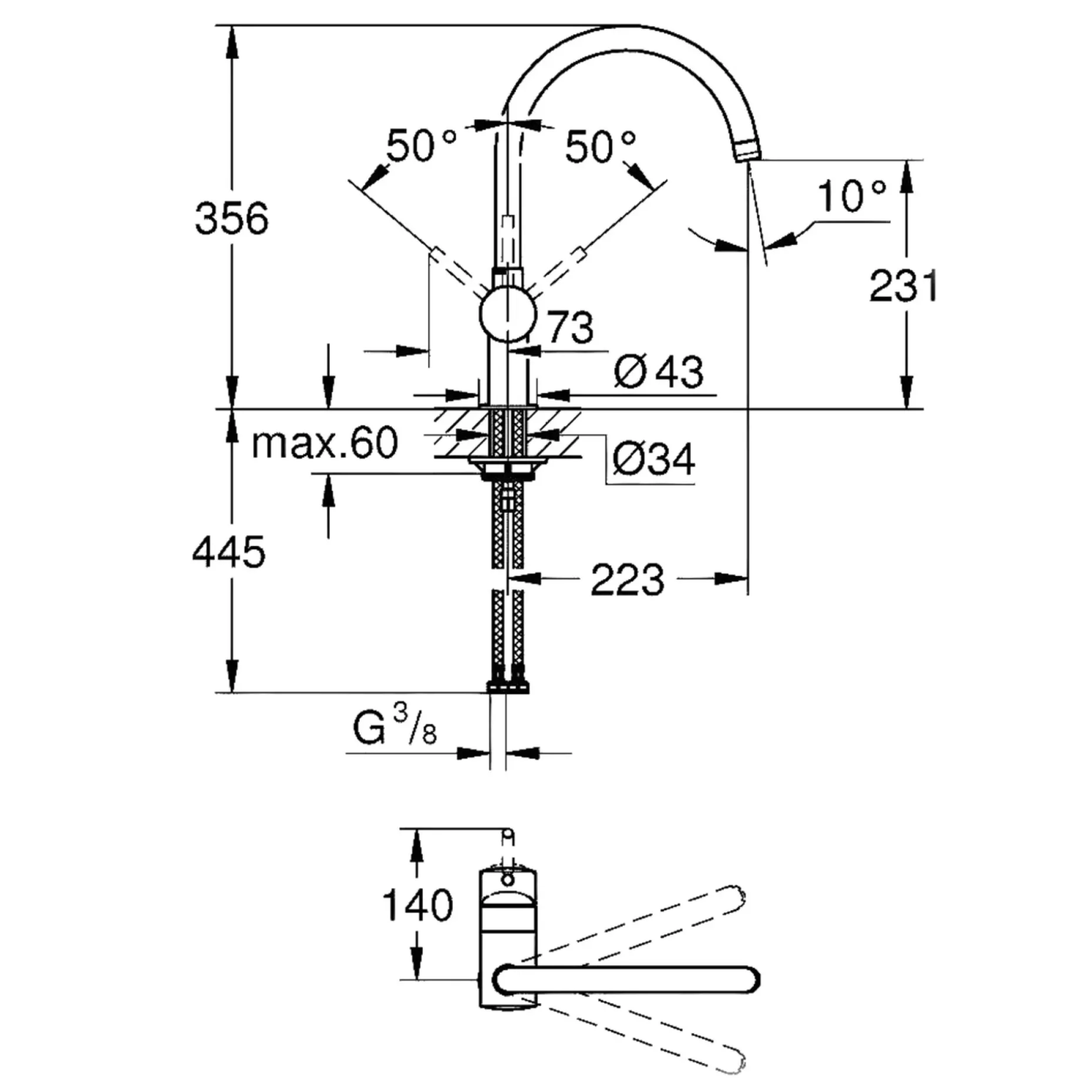 GROHE MINTA KØKKENARMATUR KROM