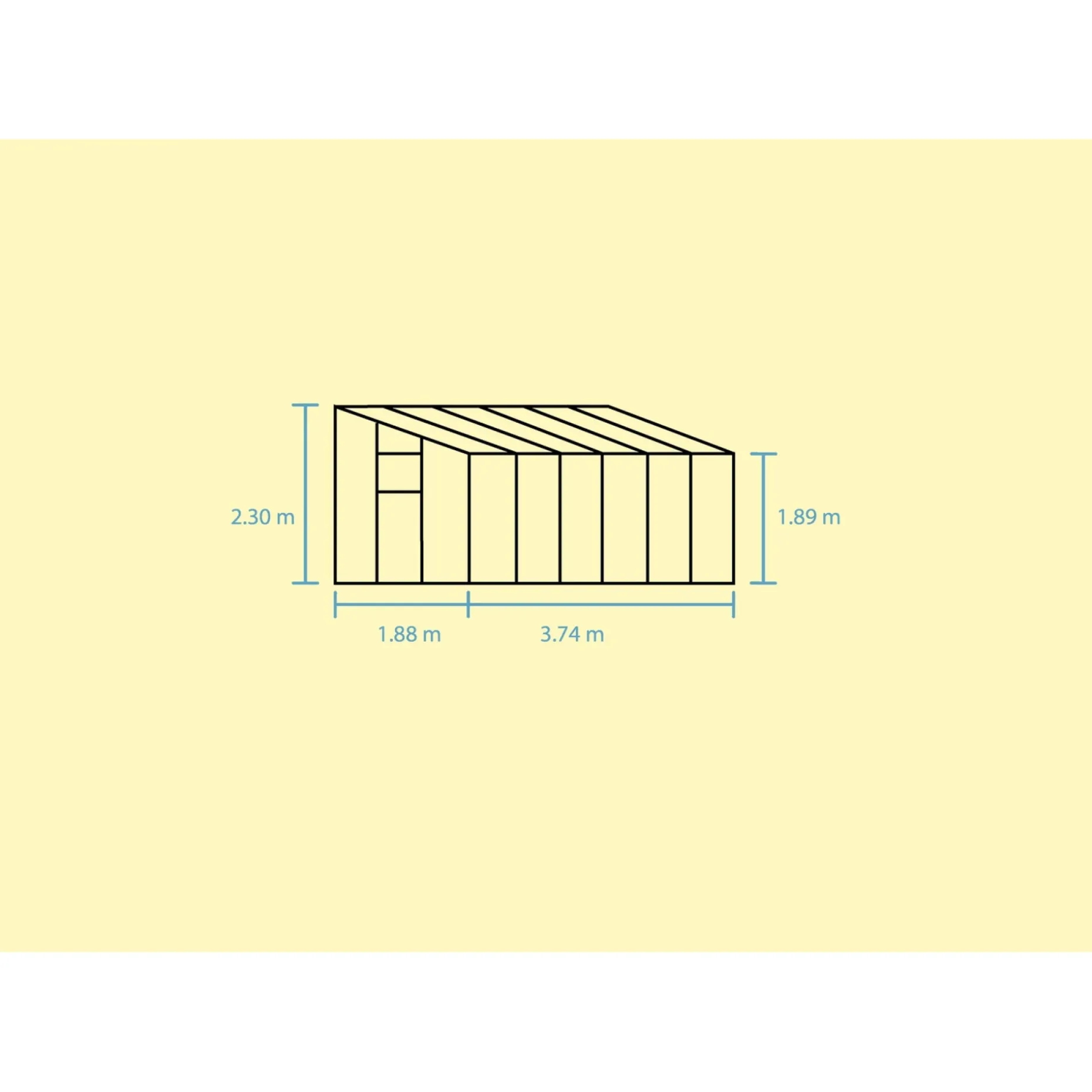 HALLS QUBE LEAN-TO 612 VÆGDRIVHUS 3 MM HÆRDET GLAS SORT 7,1 M2