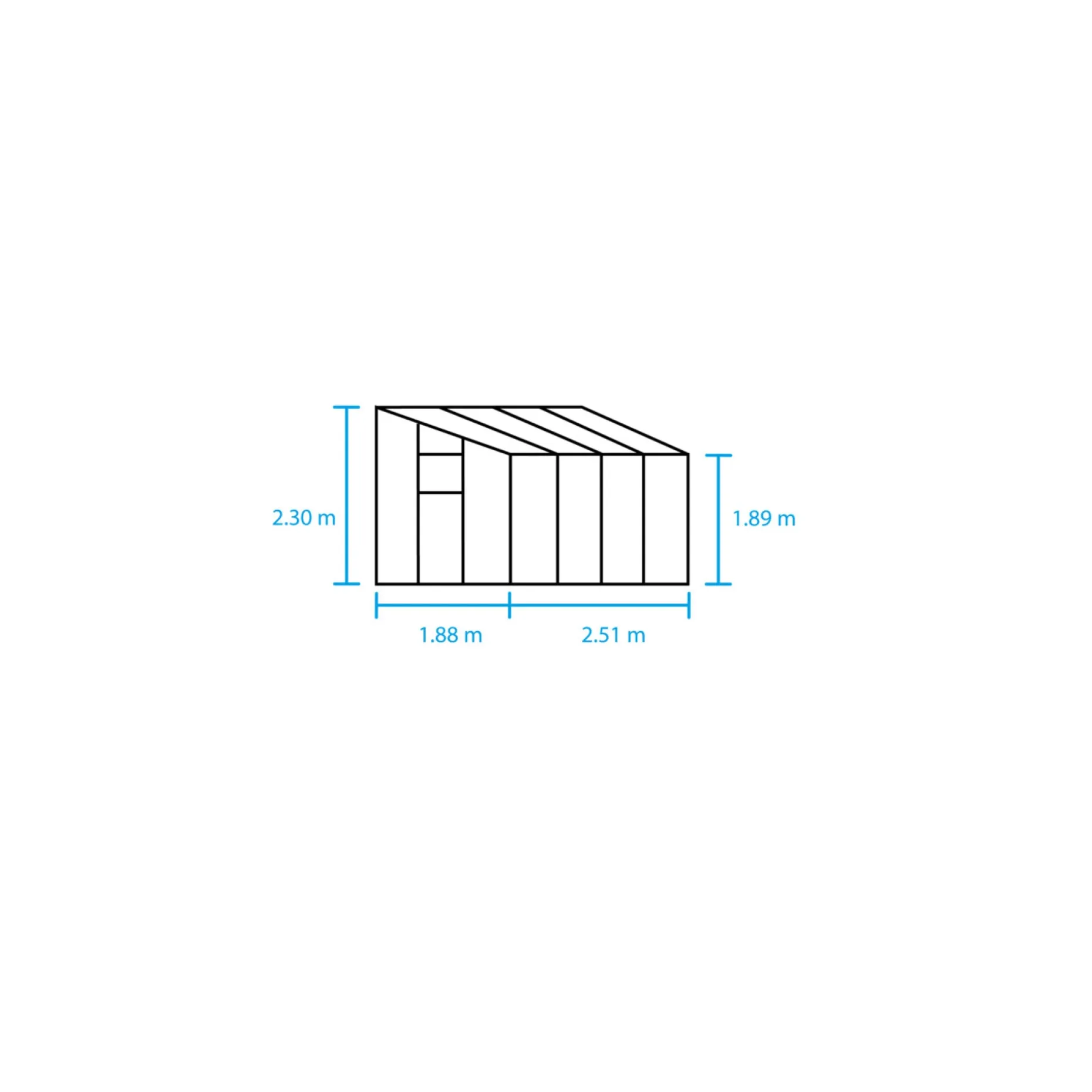 HALLS QUBE LEAN-TO 68 VÆGDRIVHUS 3 MM HÆRDET GLAS SORT 4,7 M2