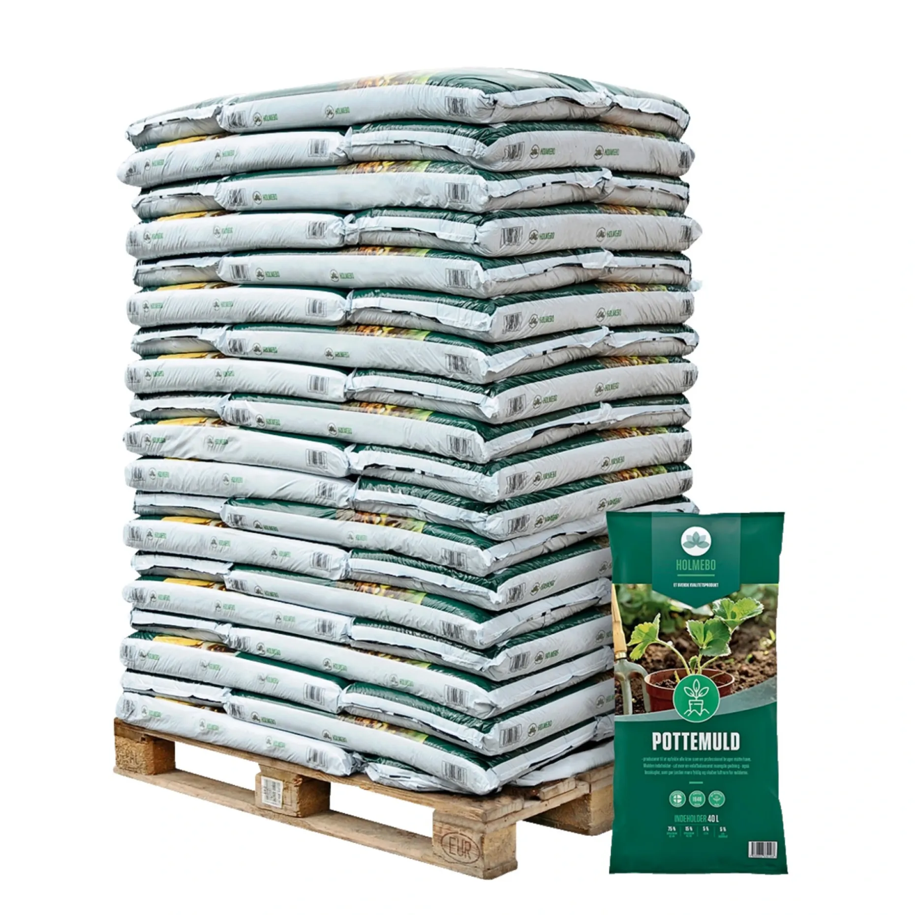 HOLMEBO 60 POSER Á 40 LTR POTTEMULD 2400 L