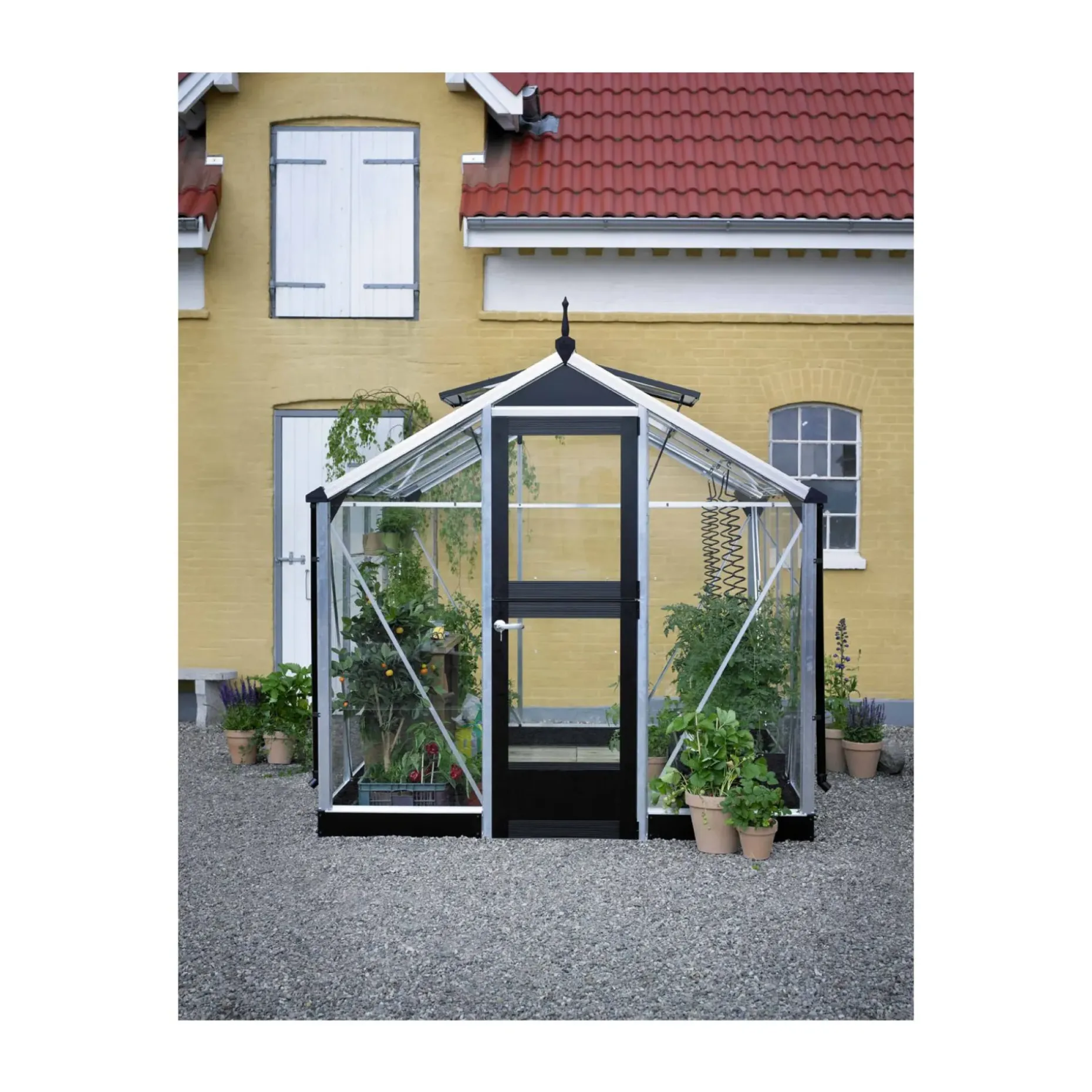 JULIANA COMPACT EKSKL. SOKKEL DRIVHUS 3 MM HÆRDET GLAS HELE BANER ALU 8,2 M2