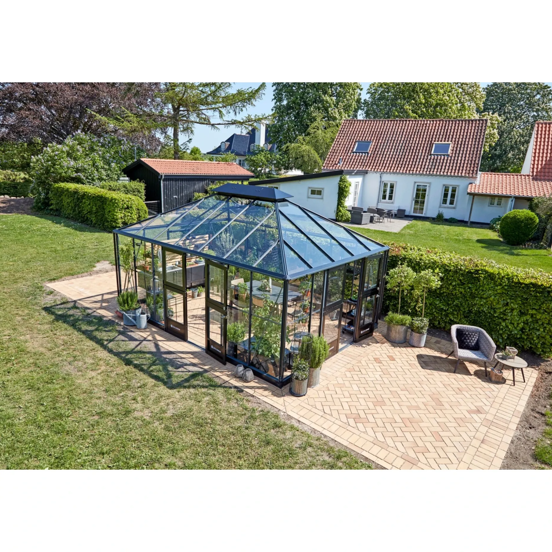 JULIANA GRAND OASE ORANGERI 3 MM HÆRDET GLAS HELE BANER ANTRACIT 18,8 M2
