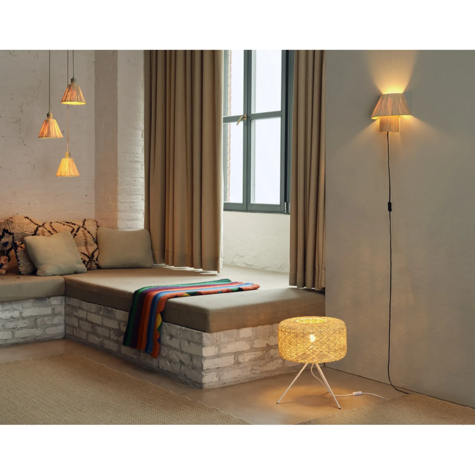 LEDVANCE DECOR RAFFIA GULVLAMPE BRUN/GRØN 22,8 CM