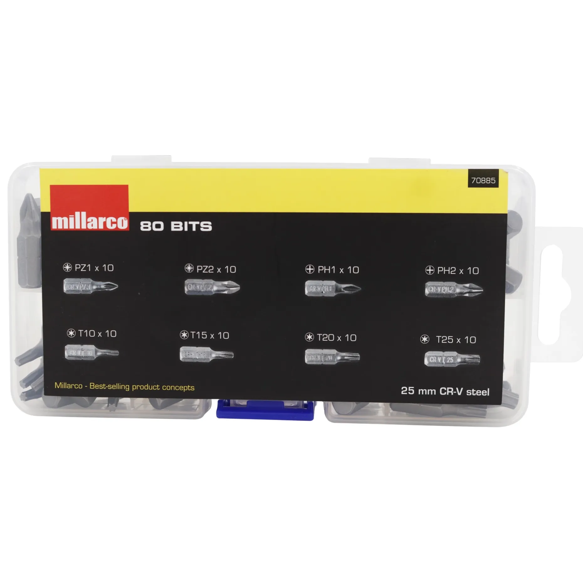 MILLARCO BITSSÆT PZ1, PZ2, PH1, PH2, T10, T15, T20 OG T25. 80 DELE 80 DELE