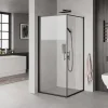MILOBAD SORT PROFIL BRUSEDØR KLART GLAS 90 CM
