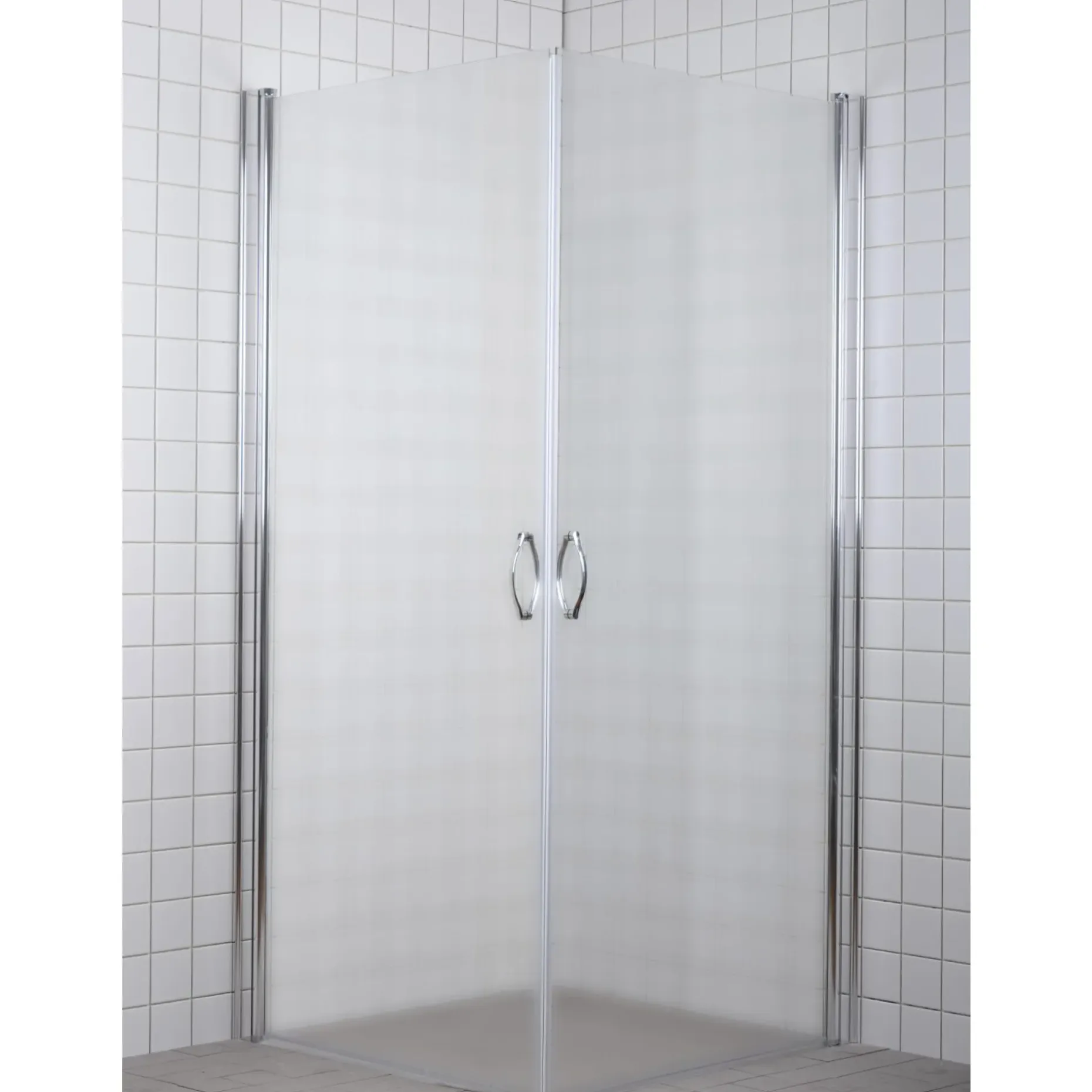 MILOBAD 90X90X195 CM LIGE BRUSEHJØRNE FROST 90 CM