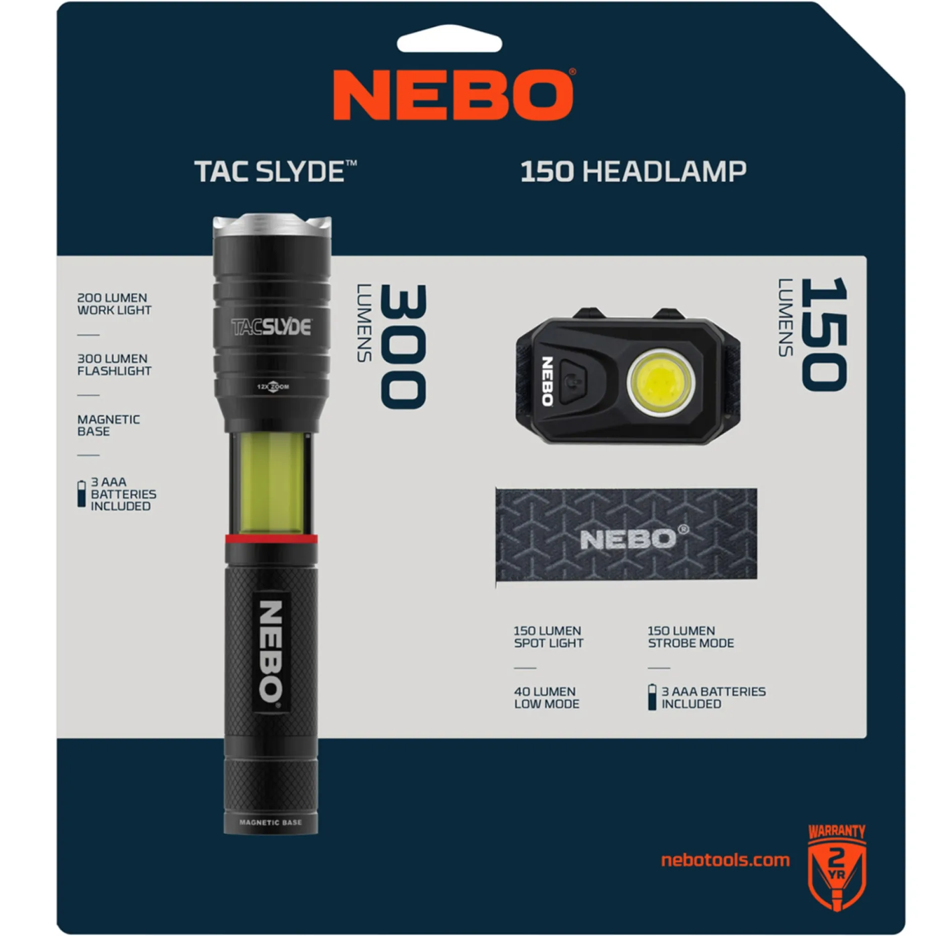 NEBO SAMPAK LYGTESÆT 300/150 LUMEN