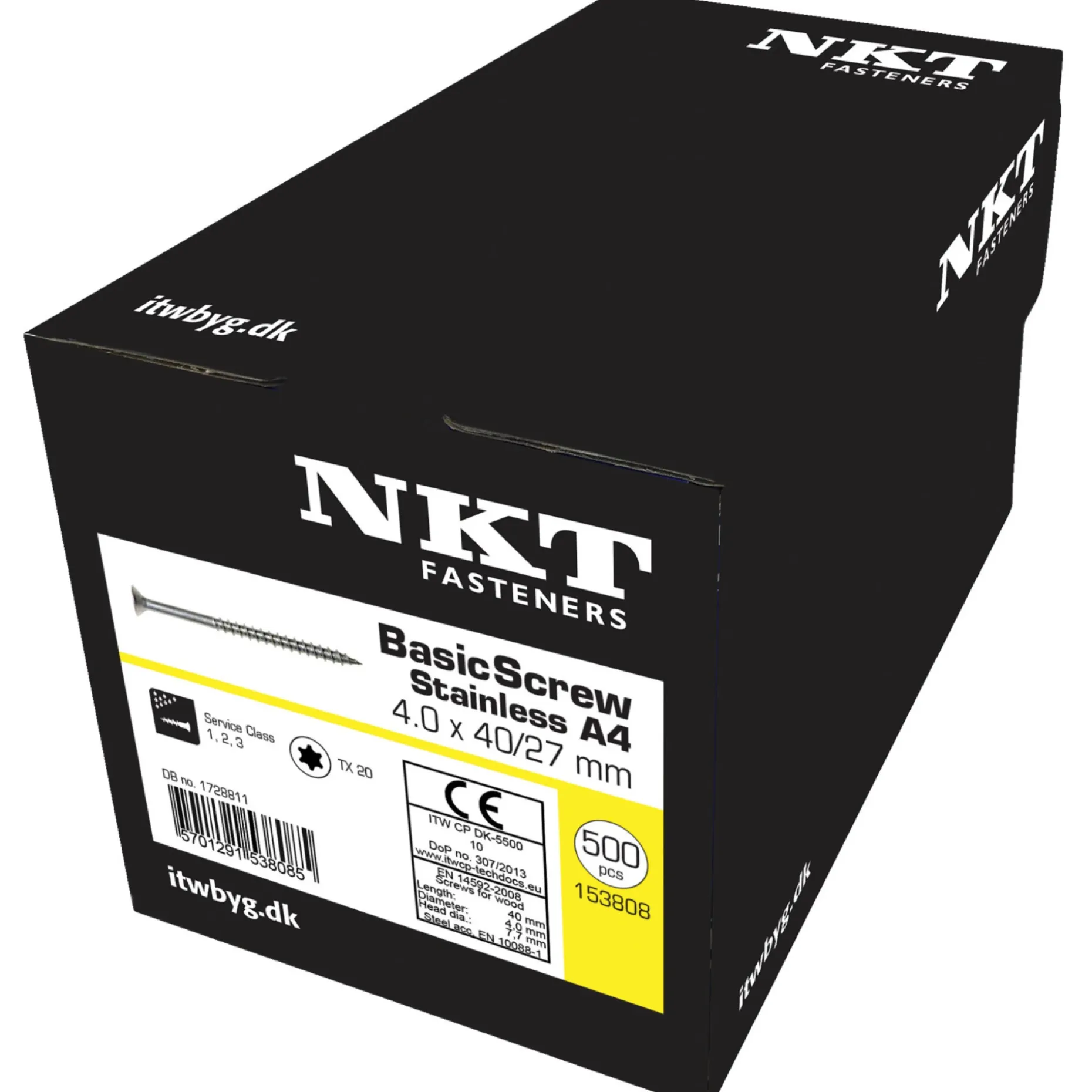 NKT BASIC UNIVERSALSKRUE SKRUE 4,0X40 MM BLANK 500 STK