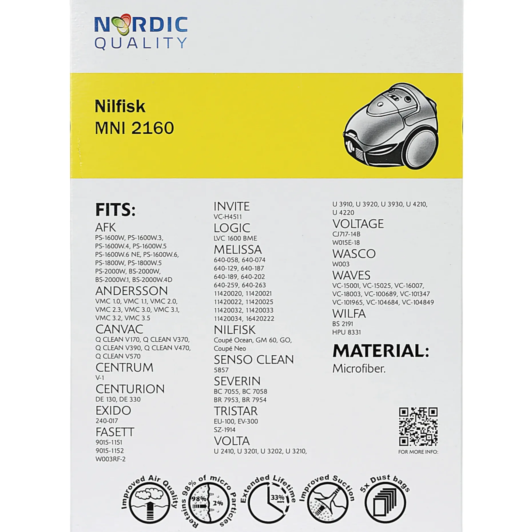 NORDIC QUALITY MNI 2160 STØVSUGERPOSE 5 STK.