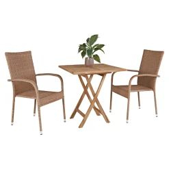 OUTRIUM JAVA/NAPOLI MED 2 STOLE CAFESÆT TEAK/NATUR