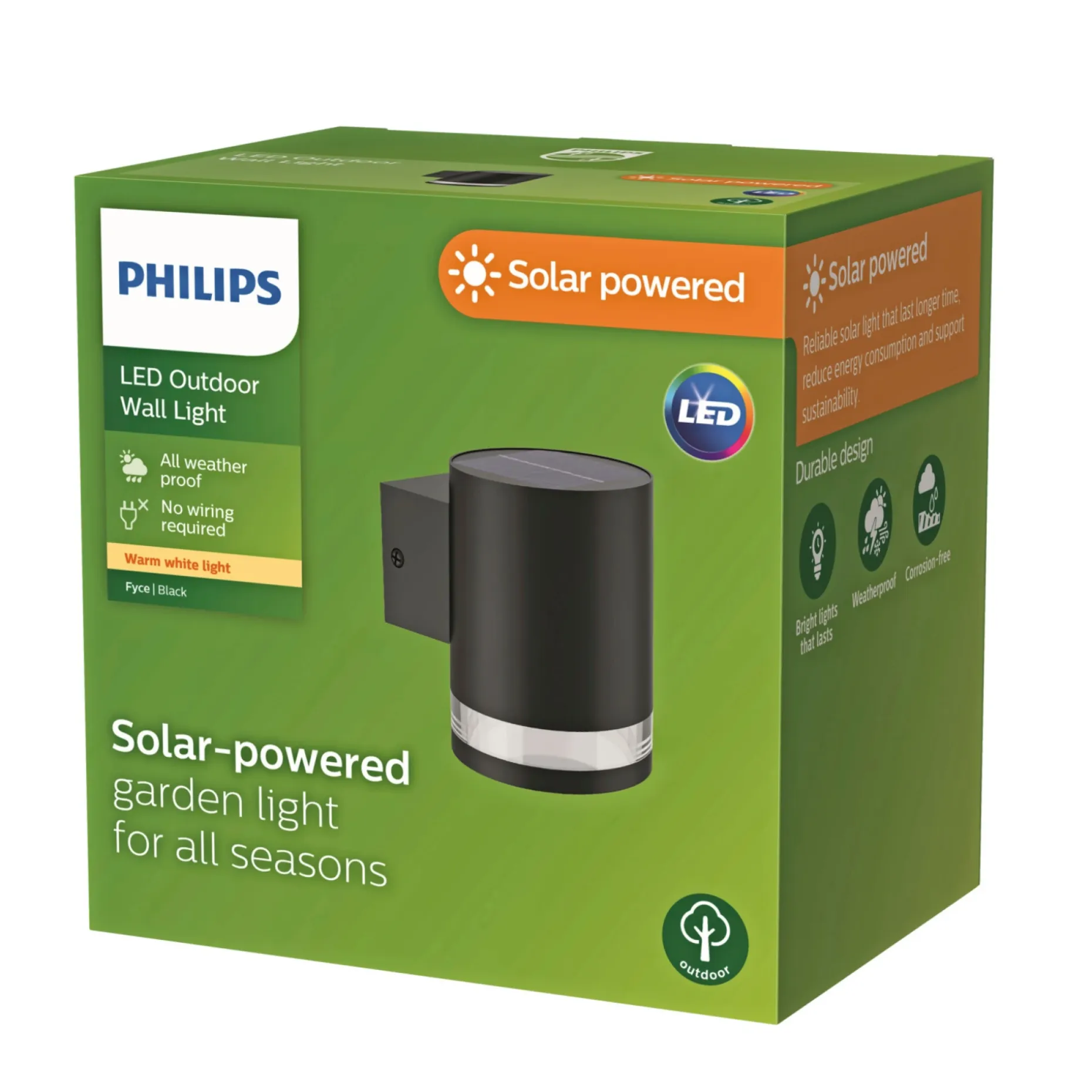 PHILIPS FYCE SOLCELLE VÆGLAMPE SORT 1,5W