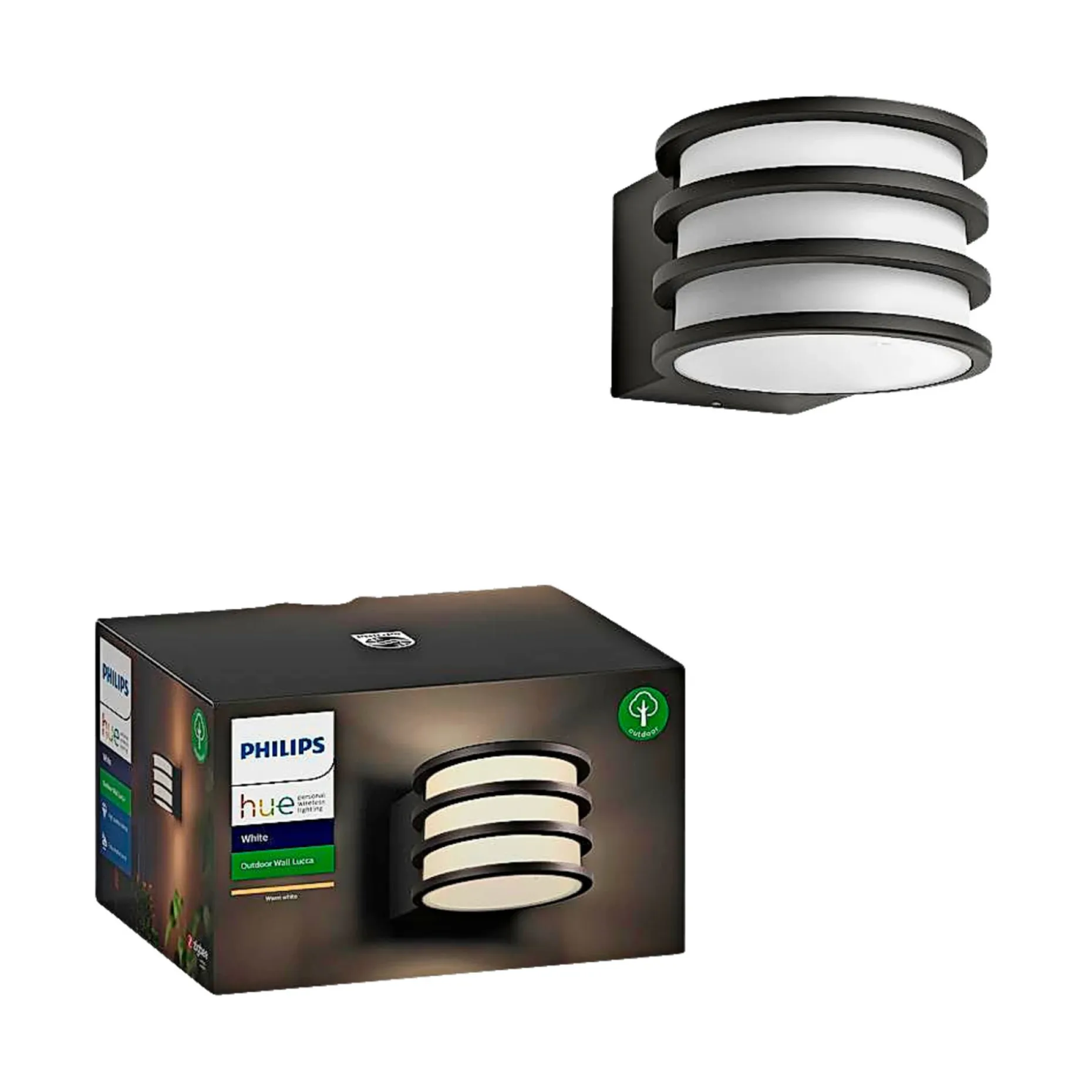 PHILIPS HUE W LUCCA UDENDØRS VÆGLAMPE 9W ANTRACITGRÅ