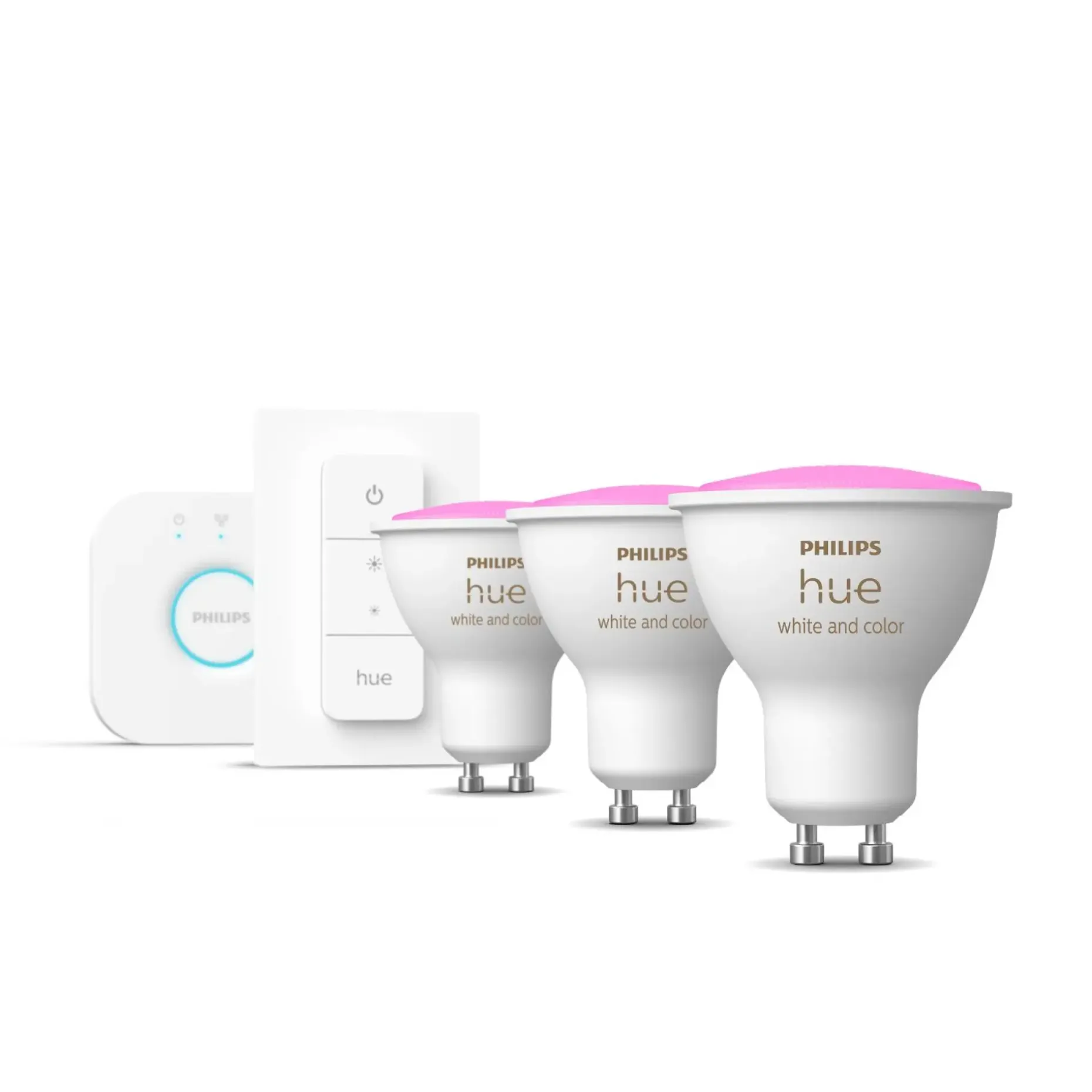 PHILIPS HUE WCA 3 X GU10, BRIDGE & DIM. SWITCH STARTSÆT