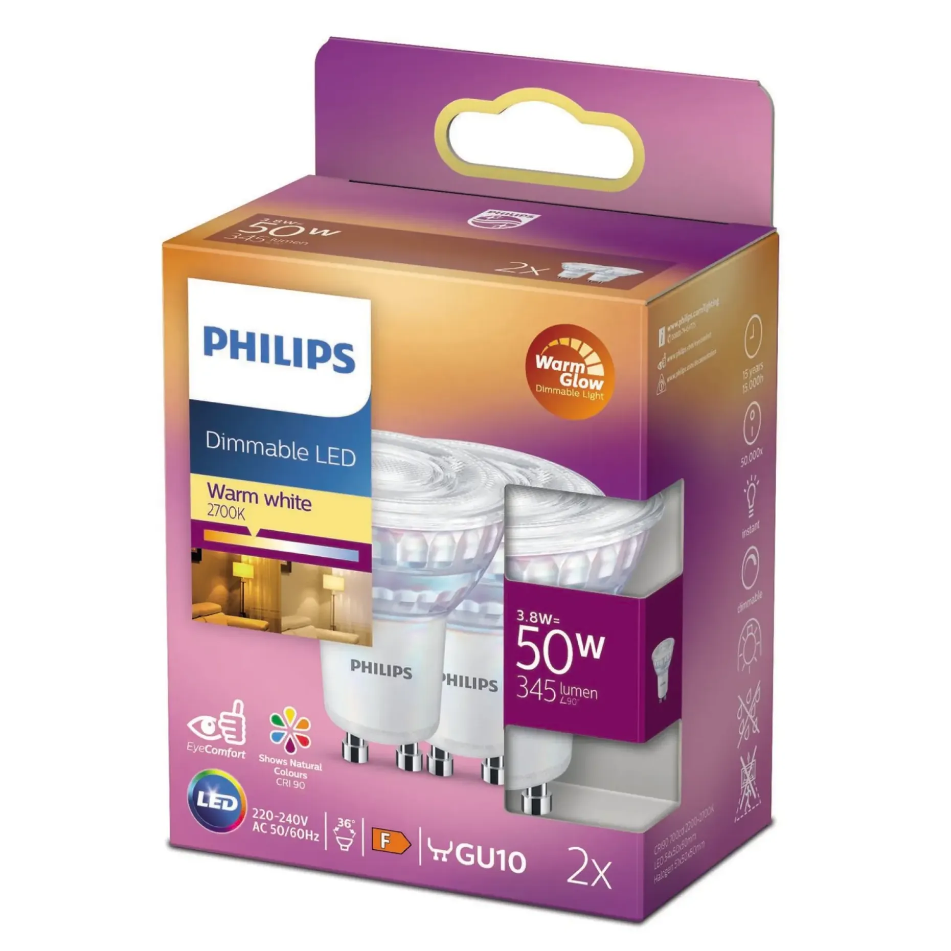 PHILIPS LED PÆRE SPOT GU10 4W