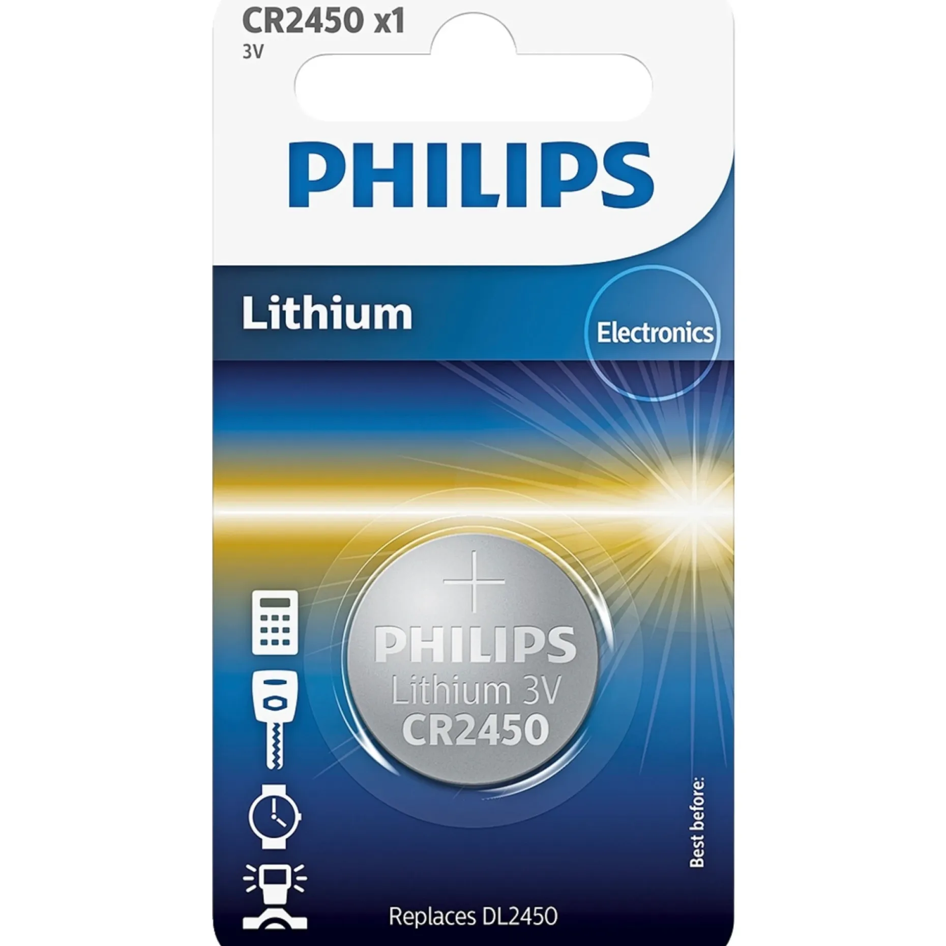 PHILIPS LITIUM CR2450 KNAPCELLE BATTERI 1 STK/PAK