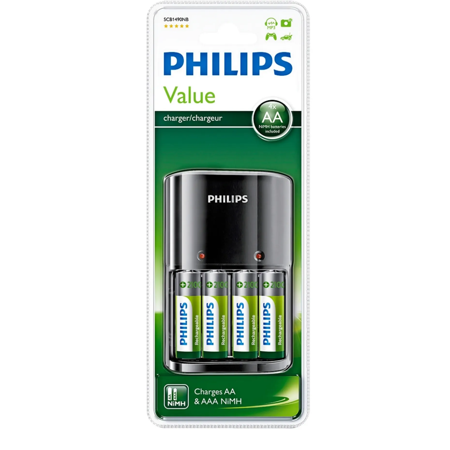 PHILIPS MULTILIFE SCB1490 BATTERIOPLADER 4 X AA