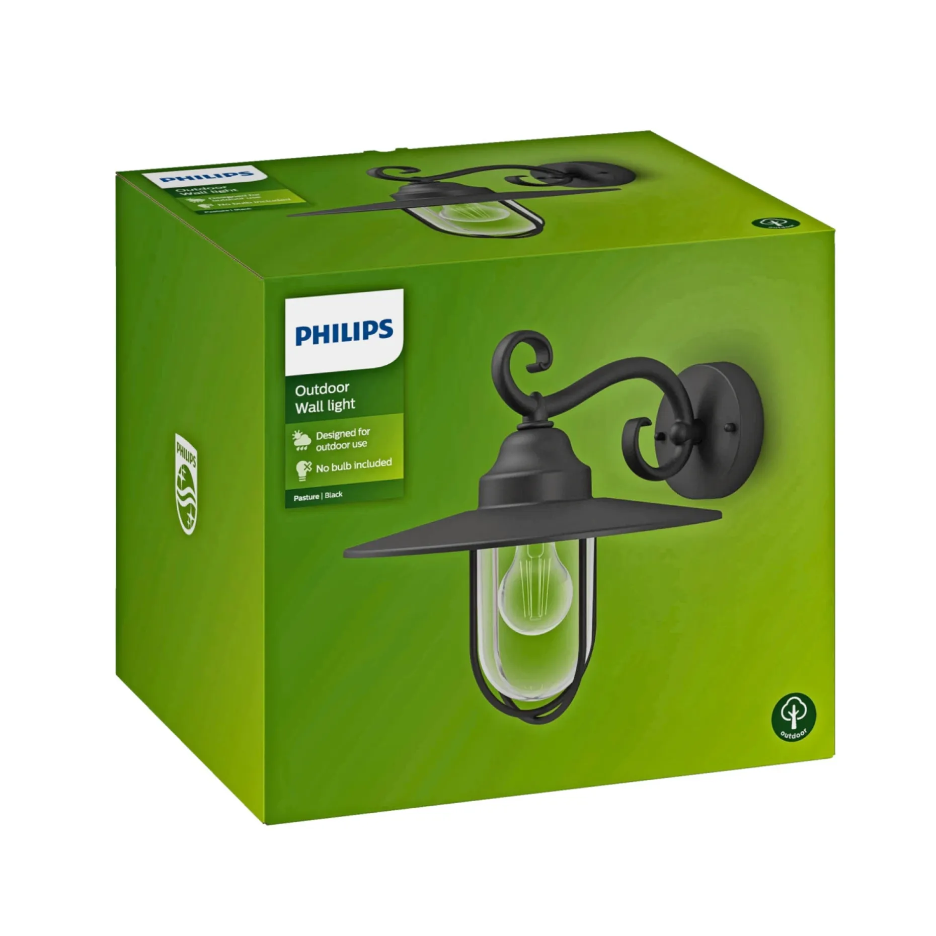PHILIPS PASTURE UDENDØRS VÆGLAMPE SORT 60W