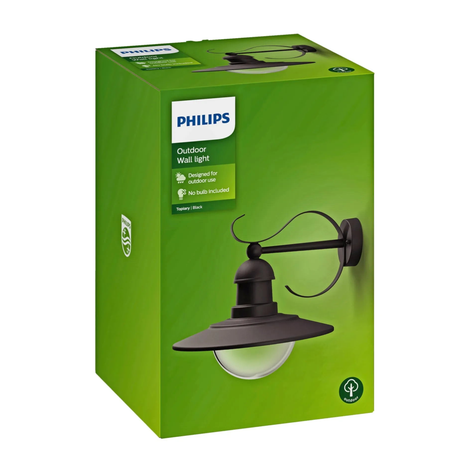 PHILIPS TOPIARY UDENDØRS VÆGLAMPE SORT 60W