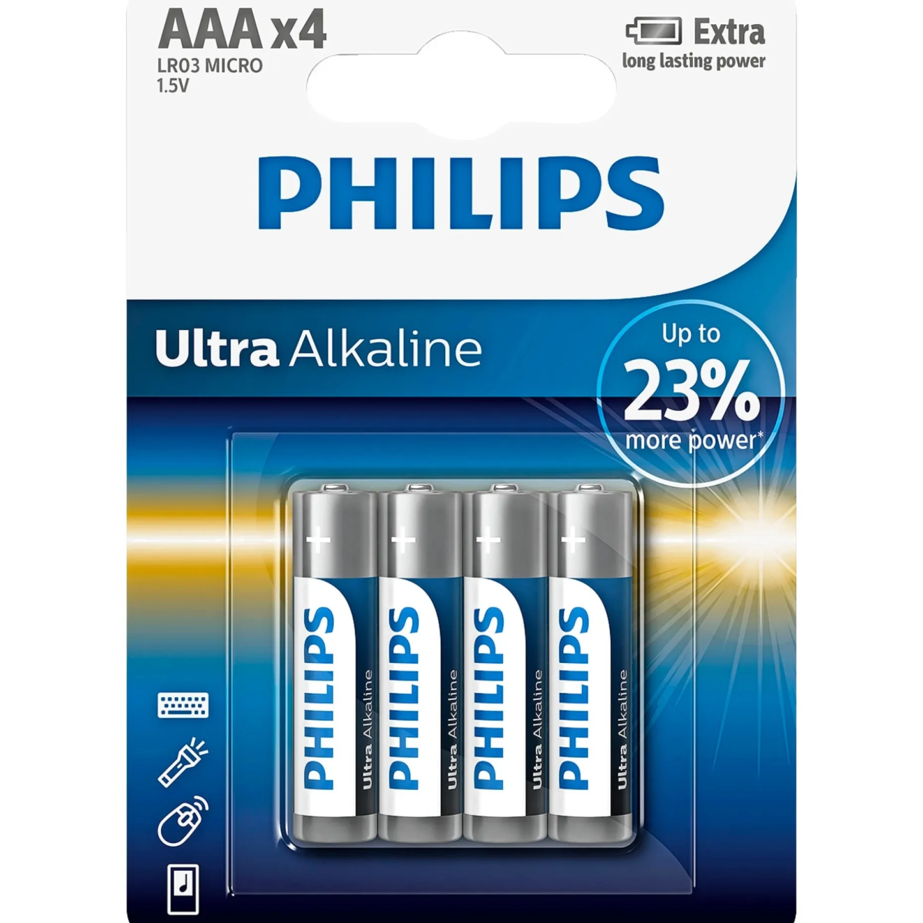 PHILIPS ULTRA ALKALINE AAA BATTERI 4 STK/PK