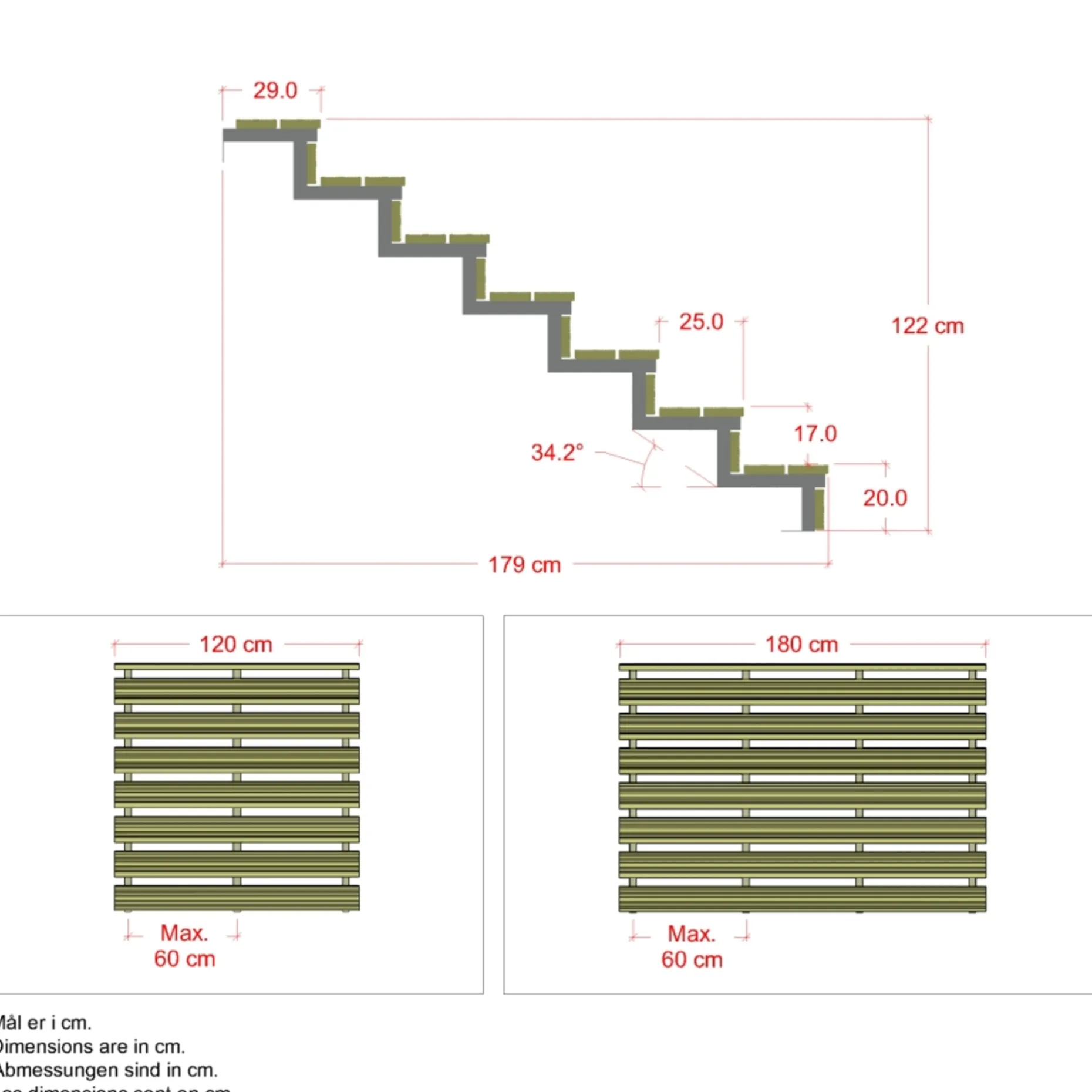 PLUS 7 TRIN TERRASSETRAPPE 1800 X 1220 MM