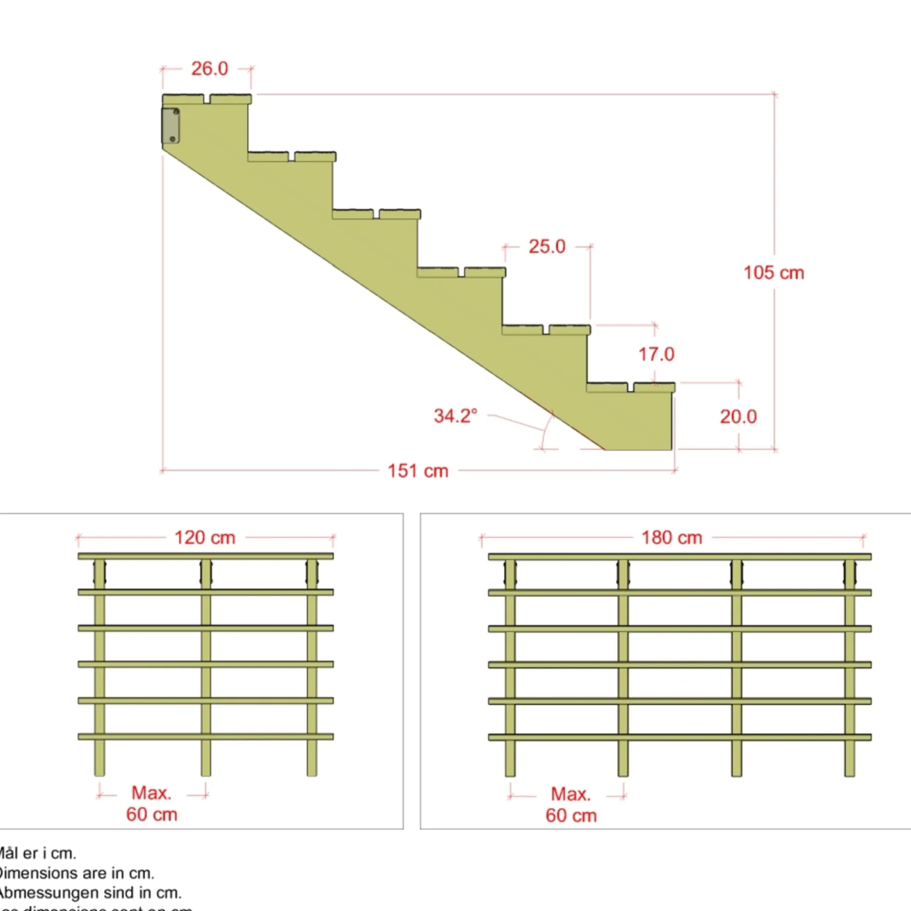PLUS 6 TRIN TERRASSETRAPPE 1200 X 1050 MM