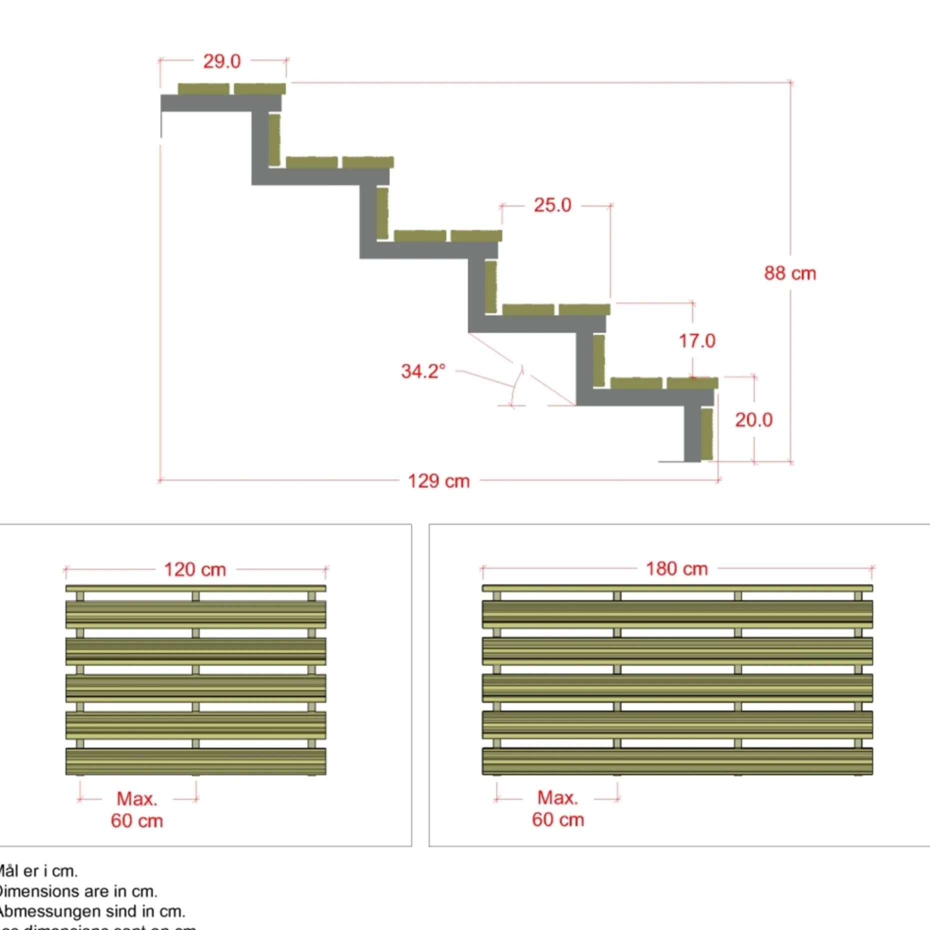 PLUS 5 TRIN TERRASSETRAPPE 1200 X 880 MM
