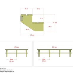 PLUS 2 TRIN TERRASSETRAPPE 1200 X 370 MM
