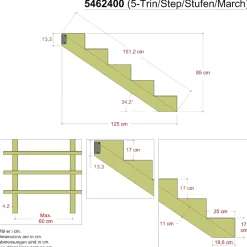 PLUS 5 TRIN TRAPPEVANGE 42 X 850 MM