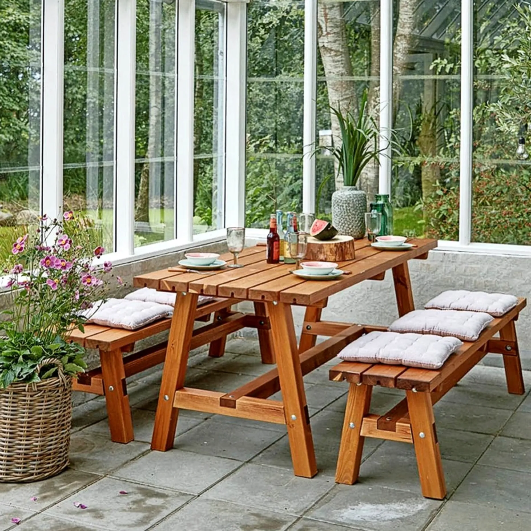 PLUS COUNTRY PLANKEBÆNK TEAK 177 CM