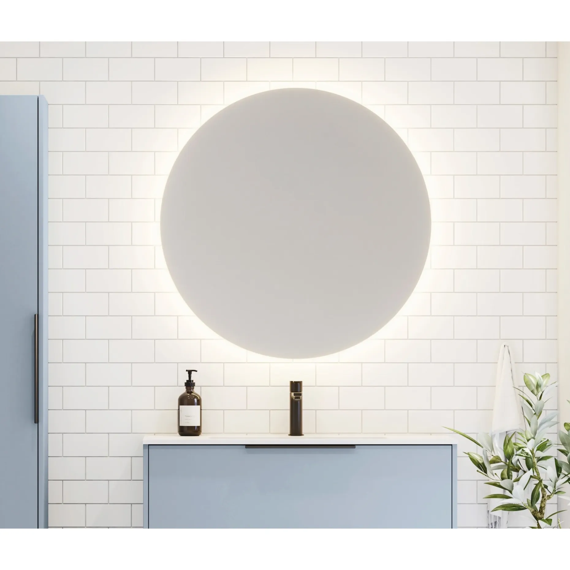SCANBAD DELTA SPEJL M/ LYS UDEN LYSSTYRING Ø90 CM