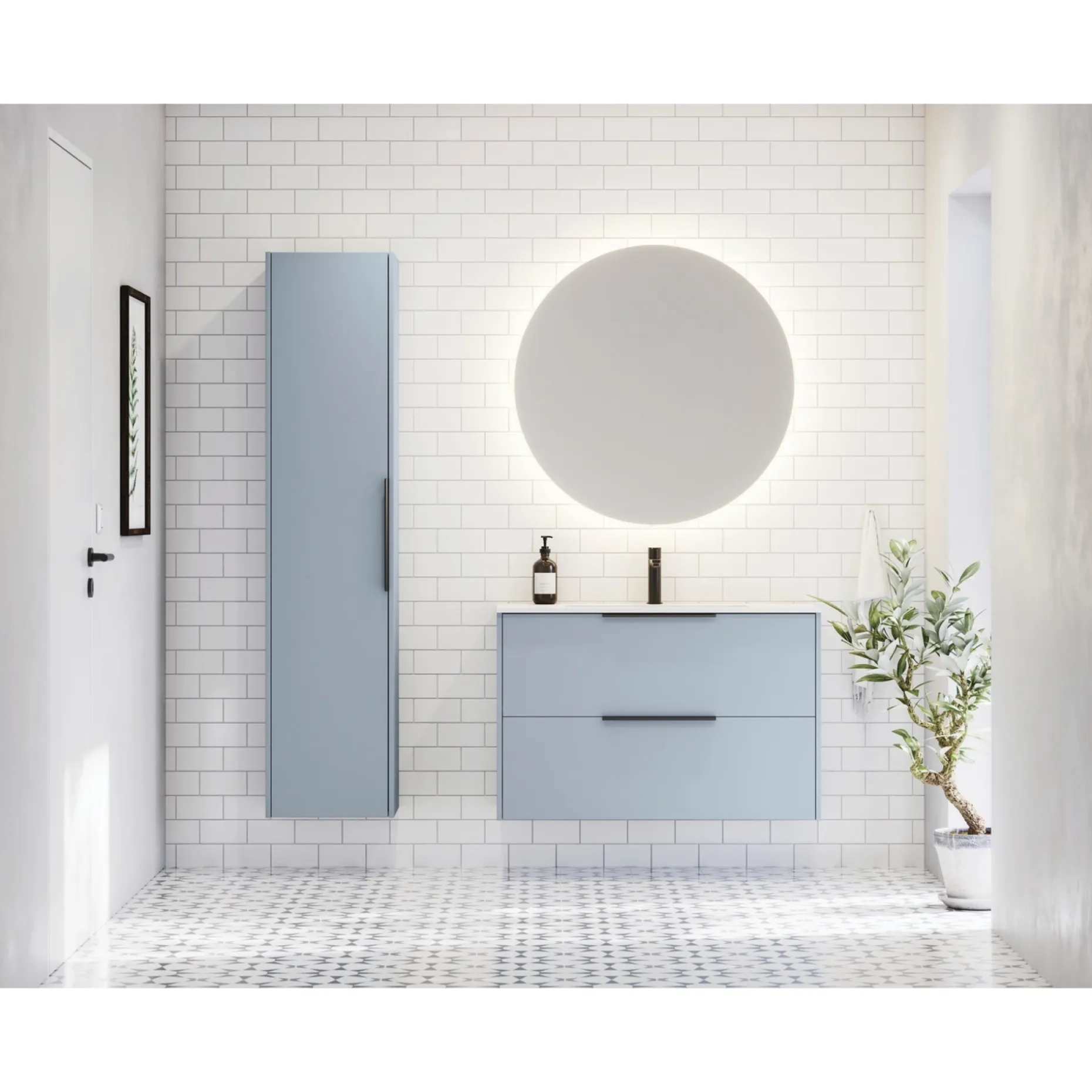 SCANBAD DELTA SPEJL M/ LYS UDEN LYSSTYRING Ø90 CM