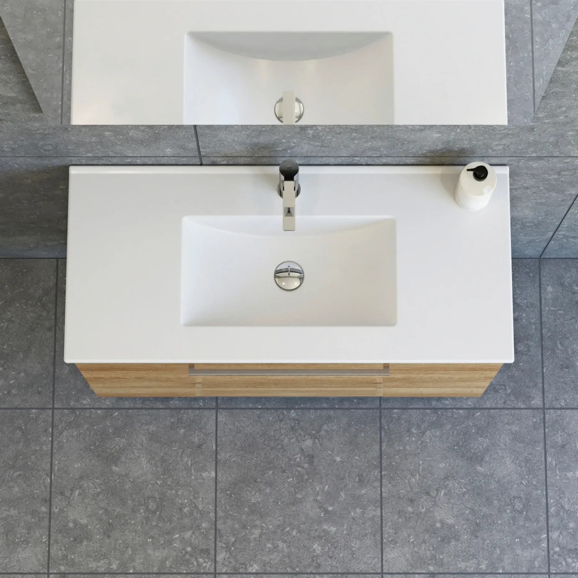 SCANBAD DINA INKL. SELECT SPEJL BADMØBEL VARM EG 2 SKUFFER 101 CM
