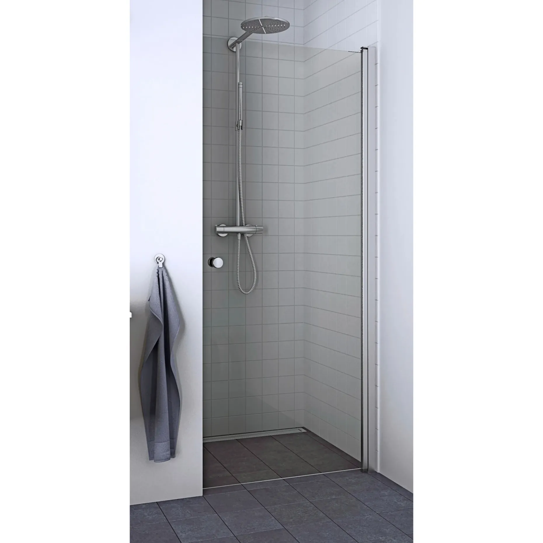 SCANBAD FLEXI MAT ALU PROFIL, 1 STK. BRUSEDØR KLAR GLAS 79 CM