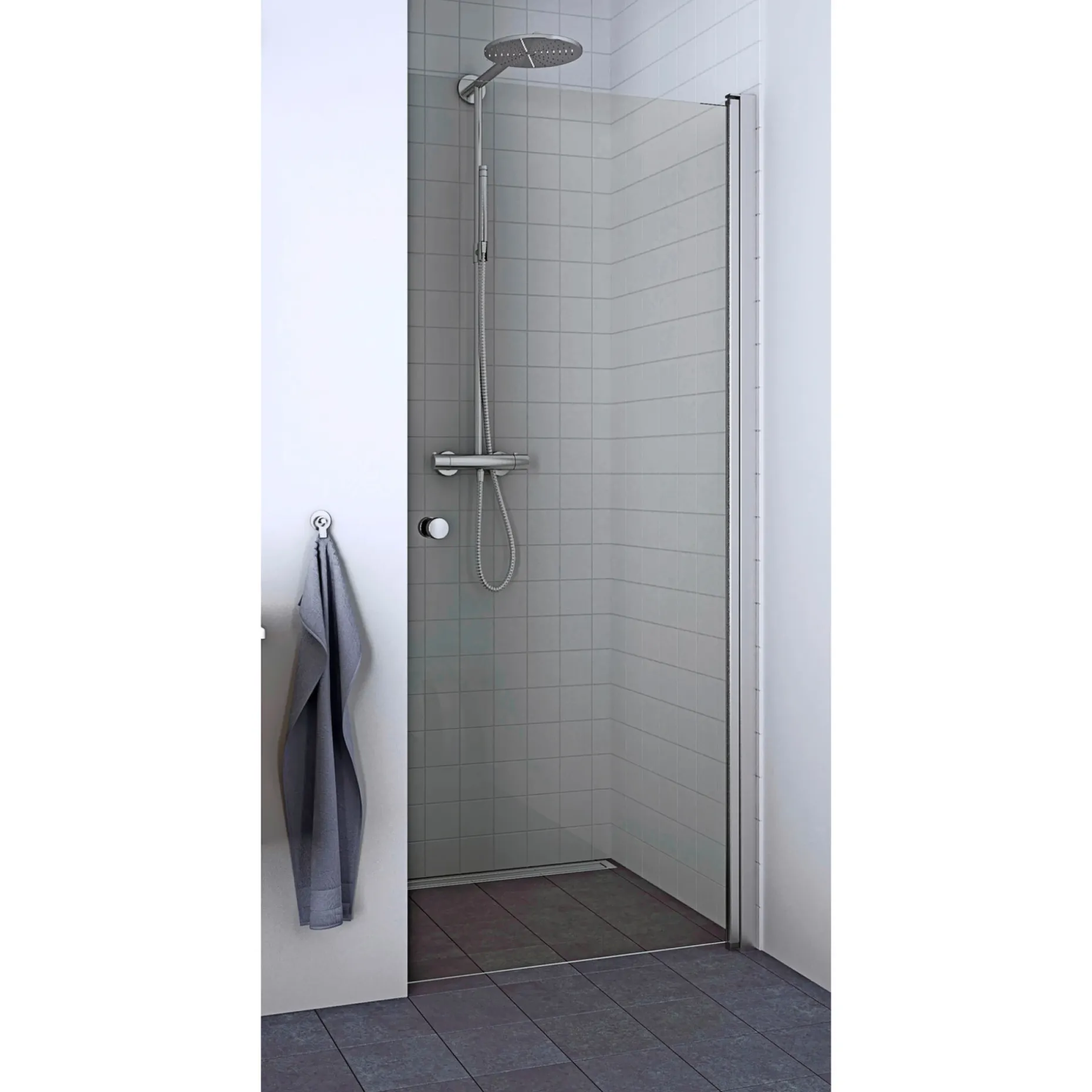 SCANBAD FLEXI MAT ALU PROFIL, 1 STK. BRUSEDØR KLAR GLAS 69 CM