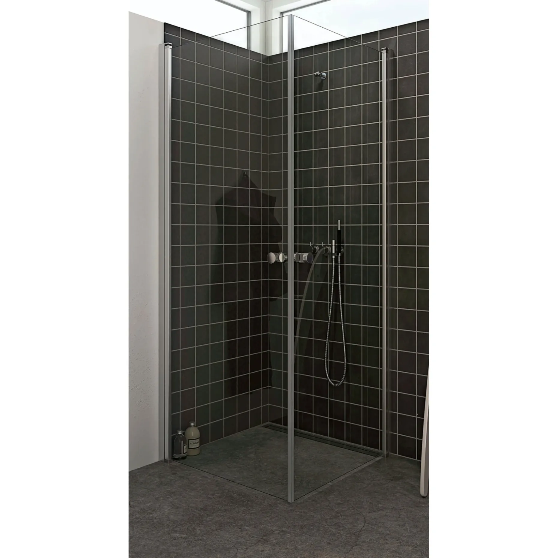 SCANBAD FLEXI MAT ALU PROFIL, 1 STK. BRUSEDØR KLAR GLAS 69 CM