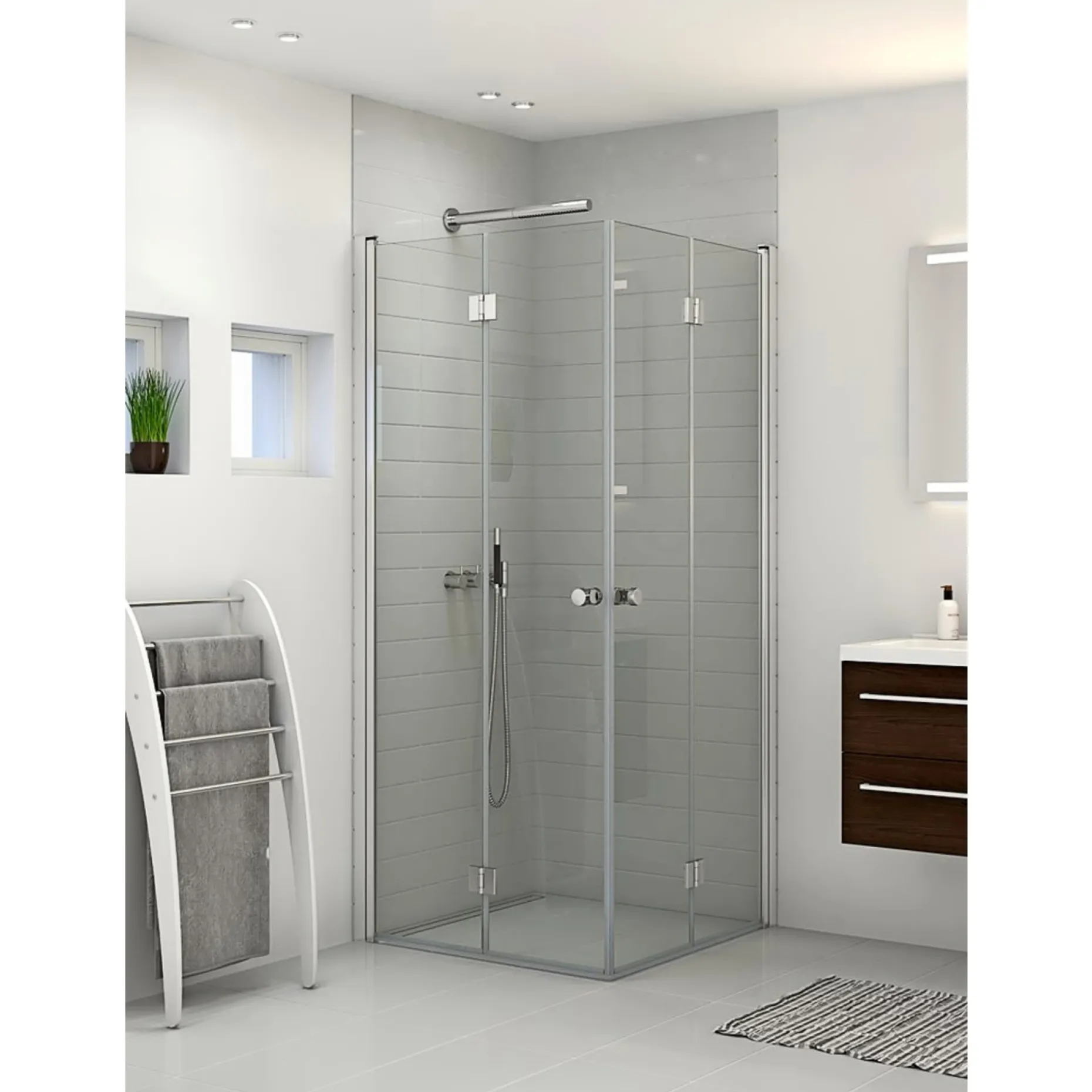 SCANBAD FLEXI MAT ALU PROFIL, 1 STK. FOLDEDØR KLAR GLAS 69 CM