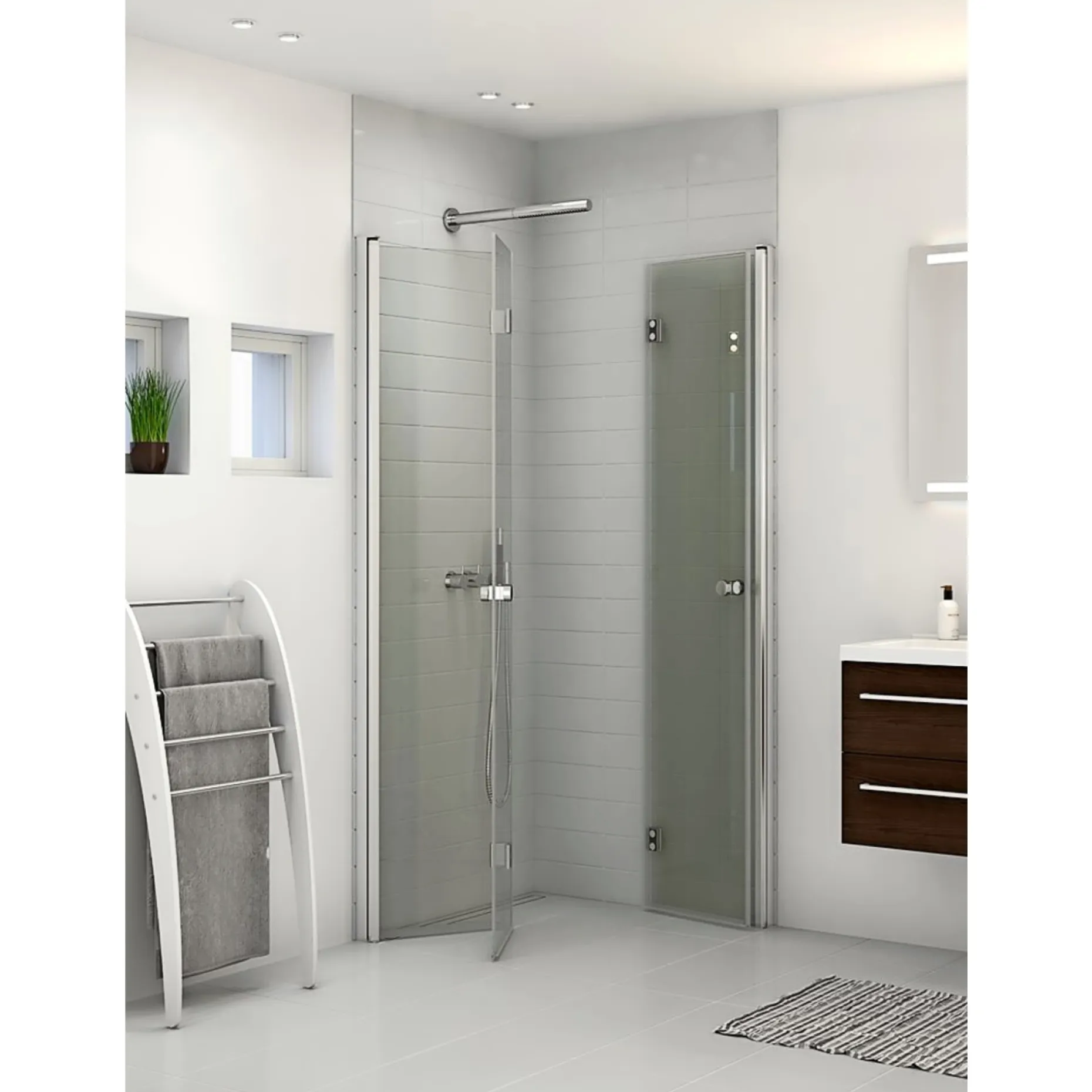 SCANBAD FLEXI MAT ALU PROFIL, 1 STK. FOLDEDØR KLAR GLAS 79 CM