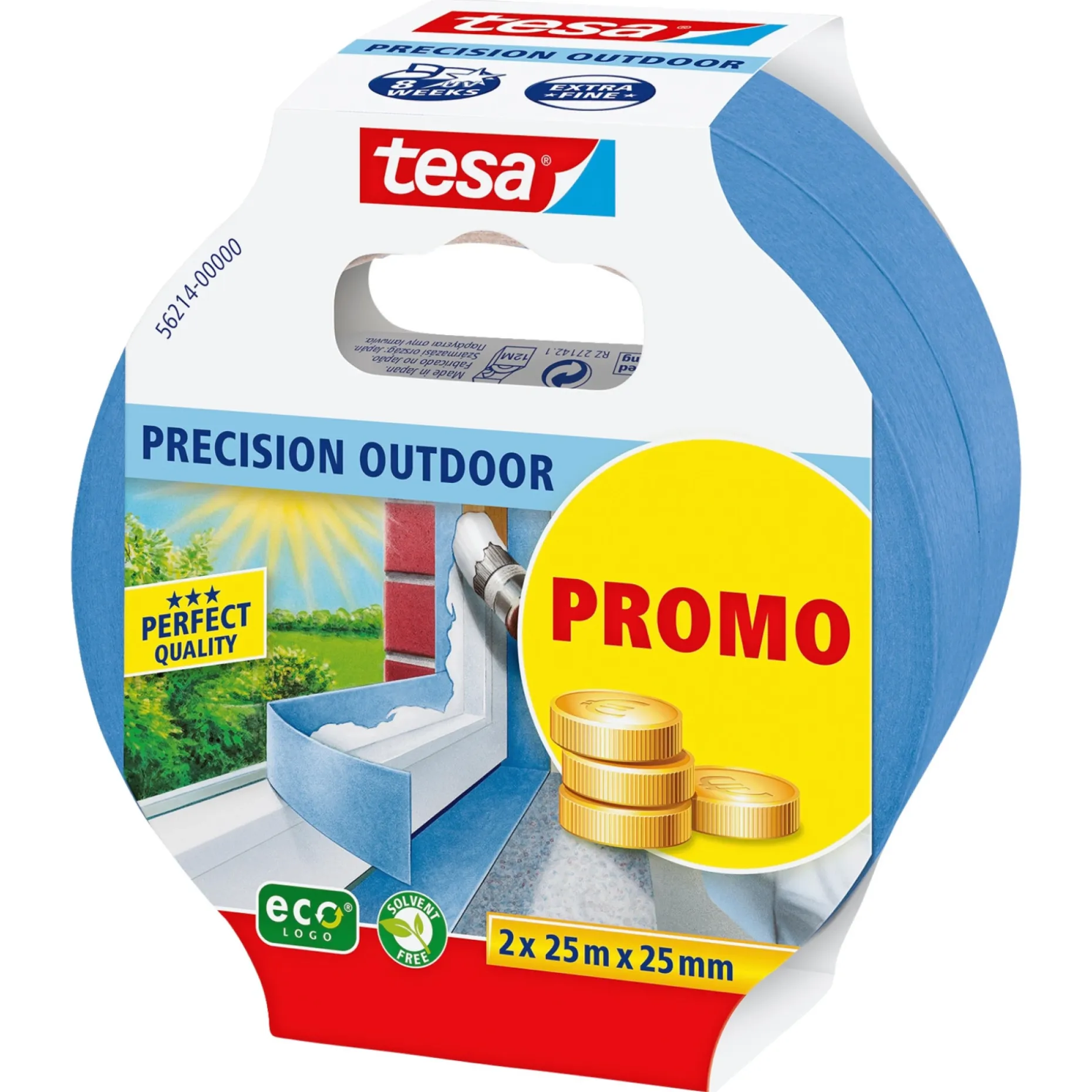 TESA PRECISION 2-PAK AFDÆKNINGSTAPE 25 M X 25 MM BLÅ