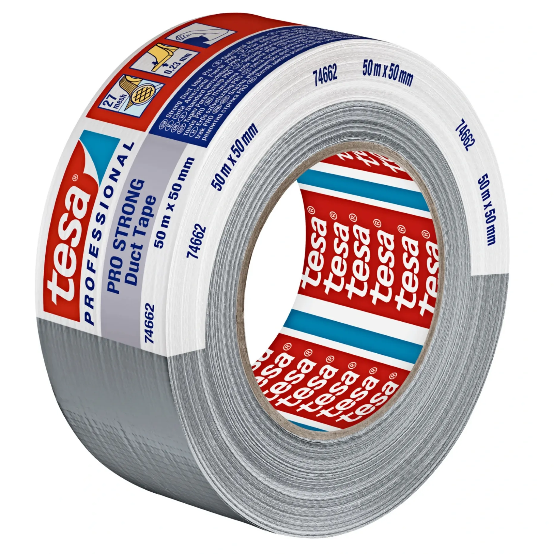 TESA PROFESSIONAL PRO LÆRREDSTAPE 50M X 50MM SØLV
