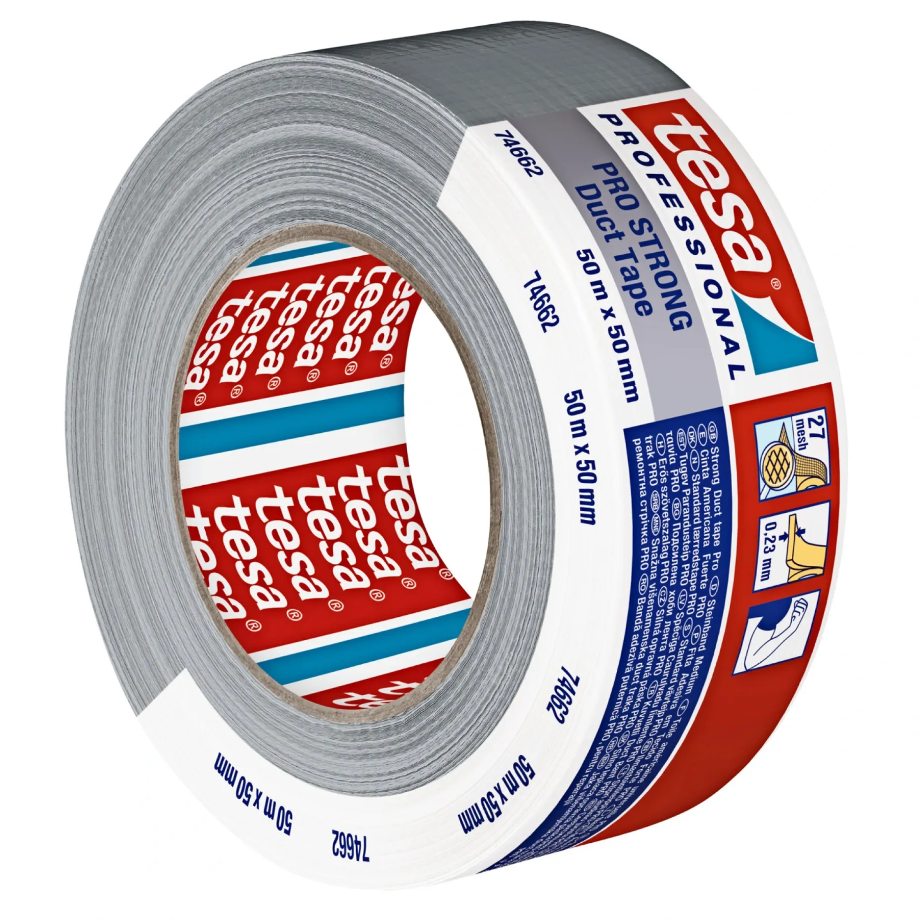 TESA PROFESSIONAL PRO LÆRREDSTAPE 50M X 50MM SØLV